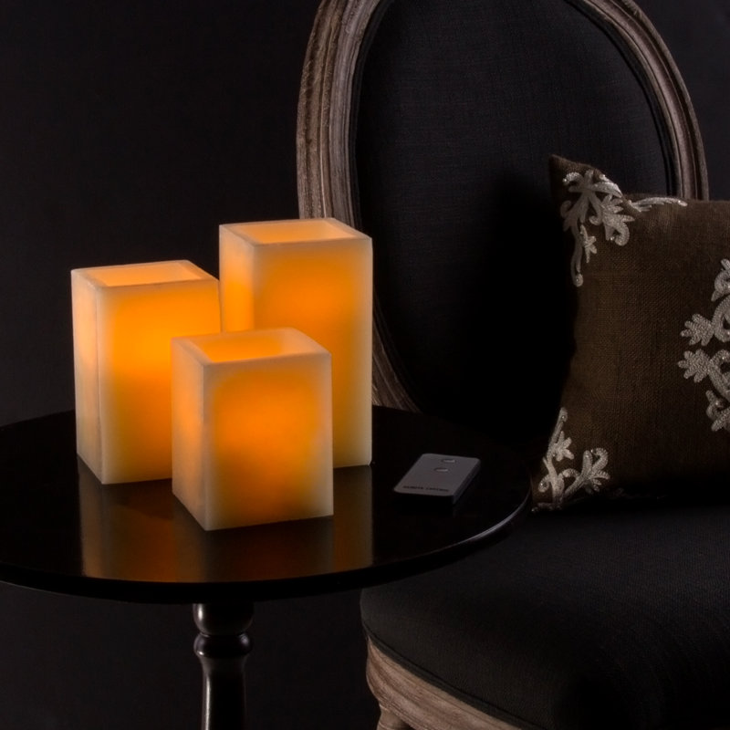 Lavish Home 3 Piece Vanilla Scented Flameless Candle Set & Reviews